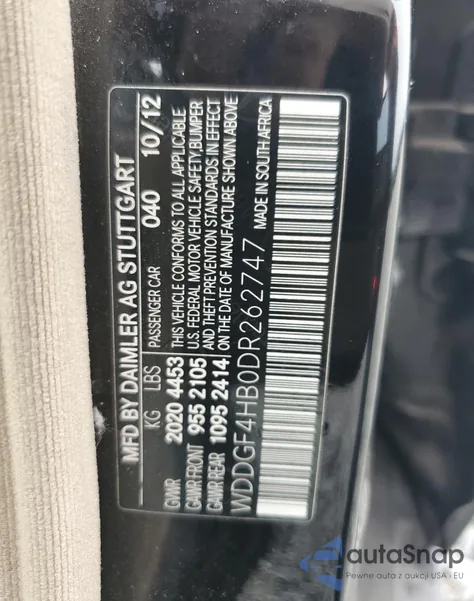 2013 Mercedes-Benz C 250 from USA, damaged, VIN WDDGF4HB0DR262747